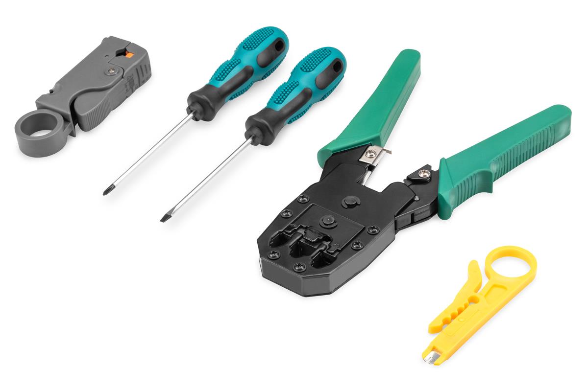 Network Tool Set - LAN Tester Crimping Tool Cut and Stripping Tool Punch Down Tool Bag 12 pcs