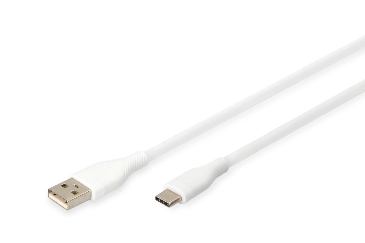 USB-C Silicone charging cable USB-A - USB-C USB 2.0 60W - 50cm White