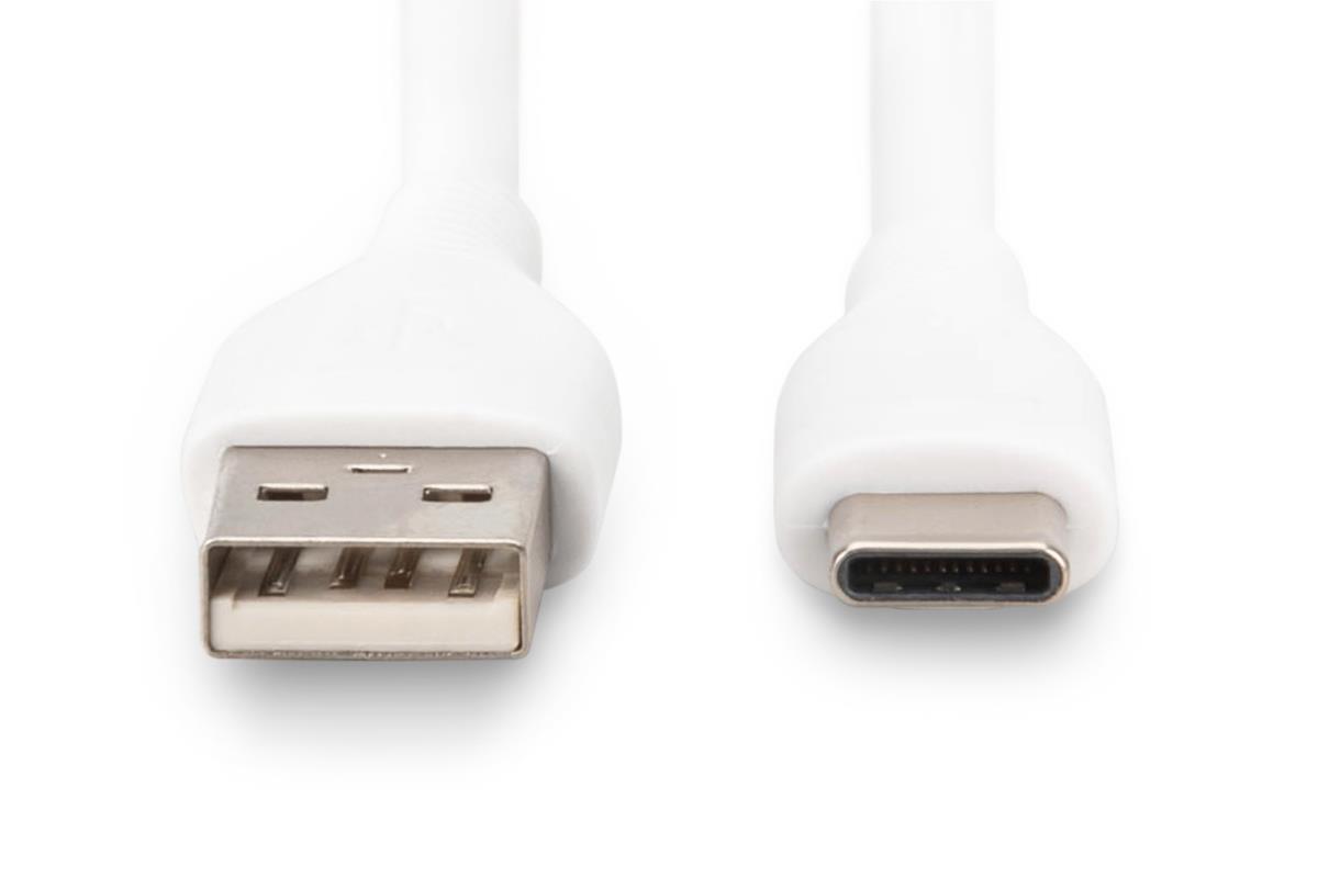 USB-C Silicone charging cable USB-A - USB-C USB 2.0 60W - 50cm White