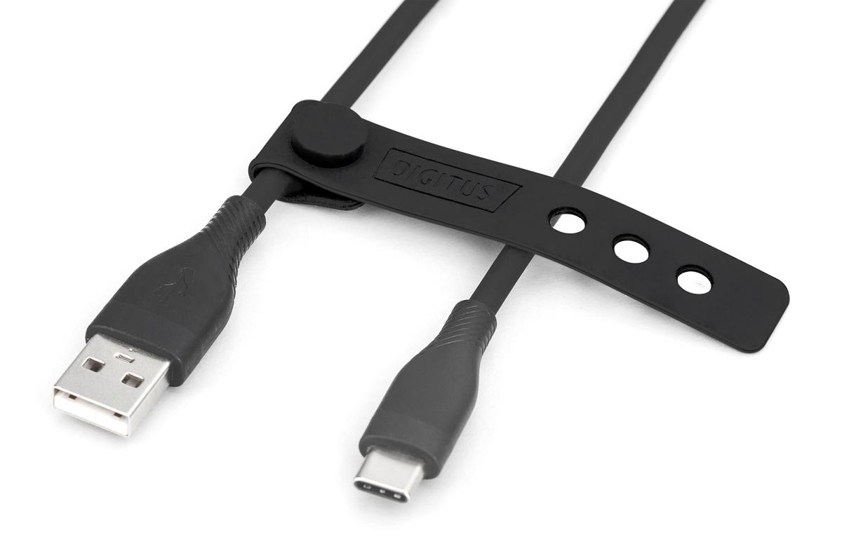USB-C Silicone charging cable USB-A - USB-C USB 2.0 60W - 1m black
