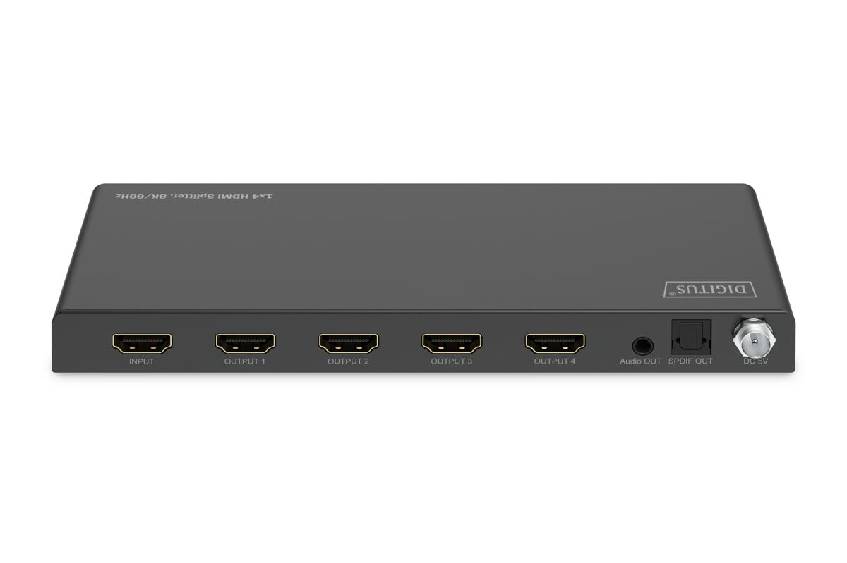 1x4 HDMI Splitter 8K/60Hz (4:4:4) Toslink Stereo EDID Control