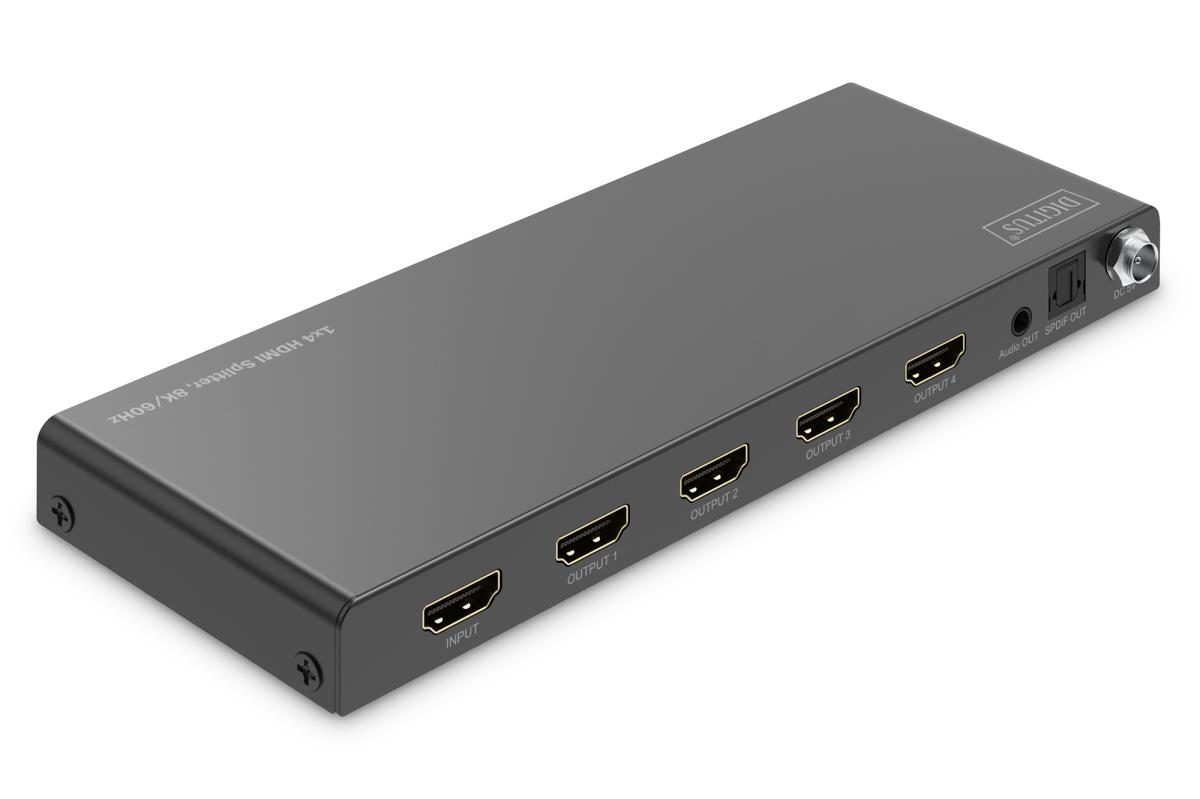 1x4 HDMI Splitter 8K/60Hz (4:4:4) Toslink Stereo EDID Control