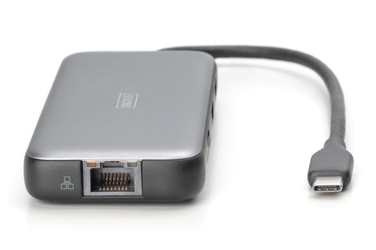 USB-C docking station, 8-port - 2x HDMI / 2x USB-A 3.2 Gen 2 / GbE / SD / MicroSD - 100W USB-C Power Delivery (3.0)