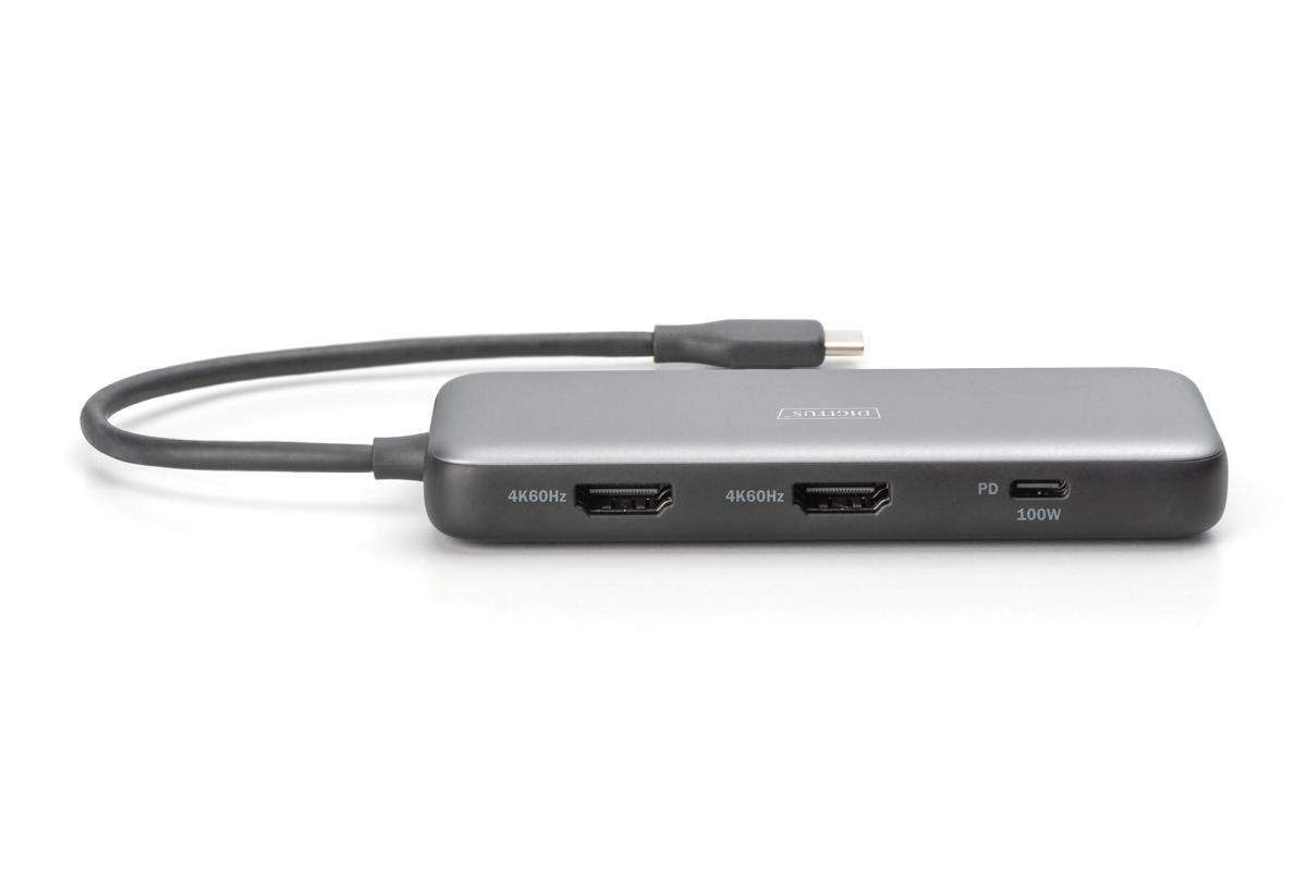 USB-C docking station, 8-port - 2x HDMI / 2x USB-A 3.2 Gen 2 / GbE / SD / MicroSD - 100W USB-C Power Delivery (3.0)