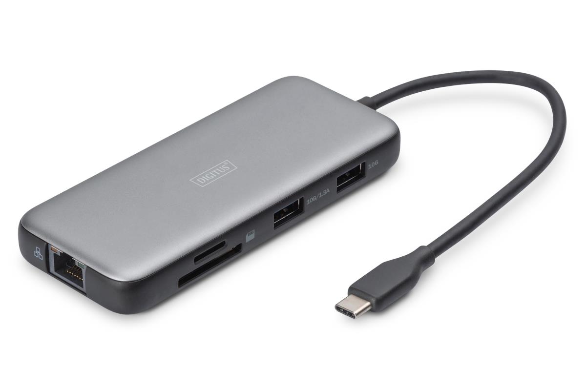 USB-C docking station, 8-port - 2x HDMI / 2x USB-A 3.2 Gen 2 / GbE / SD / MicroSD - 100W USB-C Power Delivery (3.0)