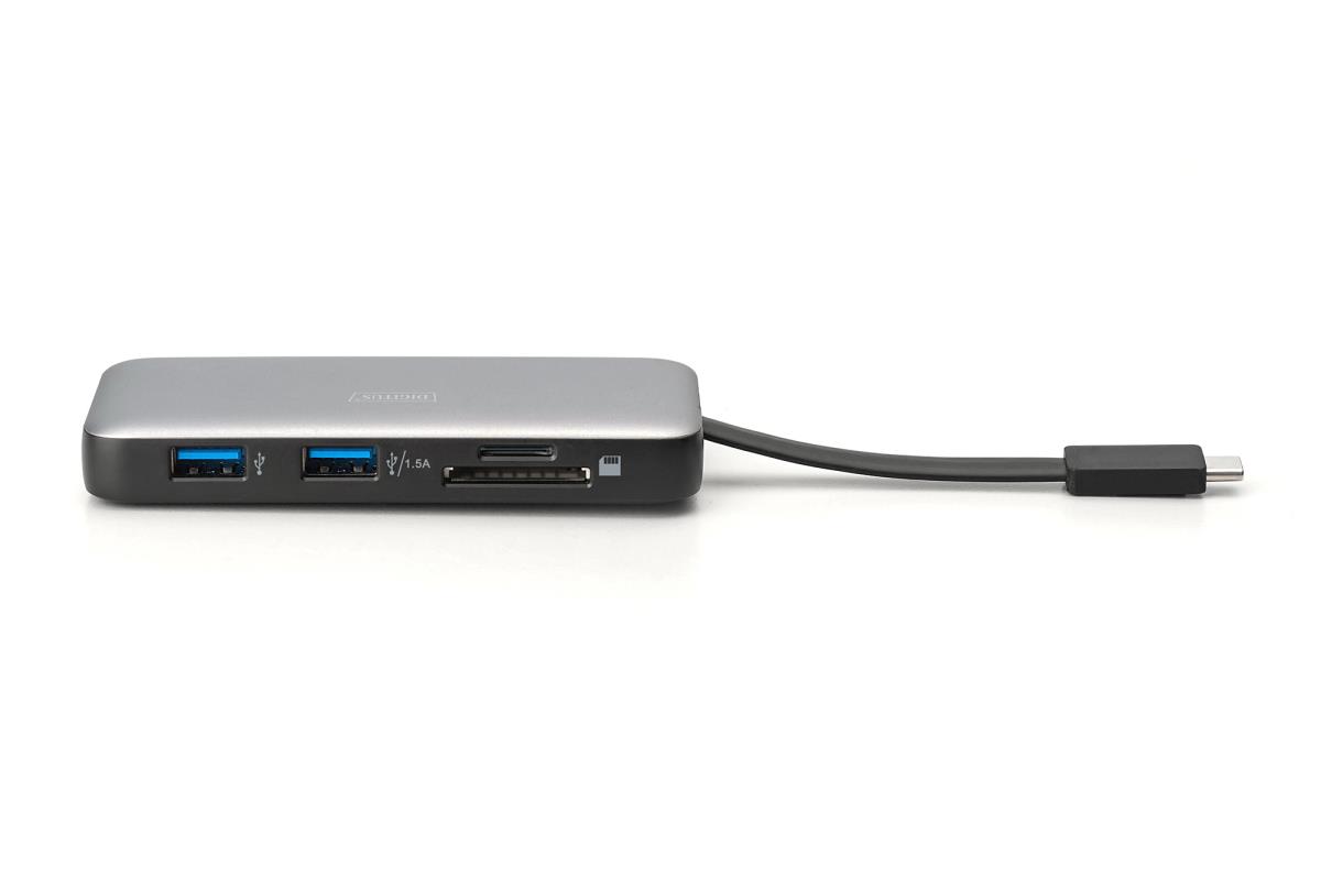 USB-C Travel Docking Station, 7-Port - HDMI / 2x USB-A 3.2 Gen 1 / GbE / SD / MicroSD - 100W USB-C Power Delivery