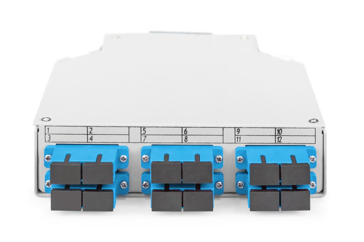 Fiber DIN Rail Box Preassembled SM 6 SC DX with Pigtails and Couplers