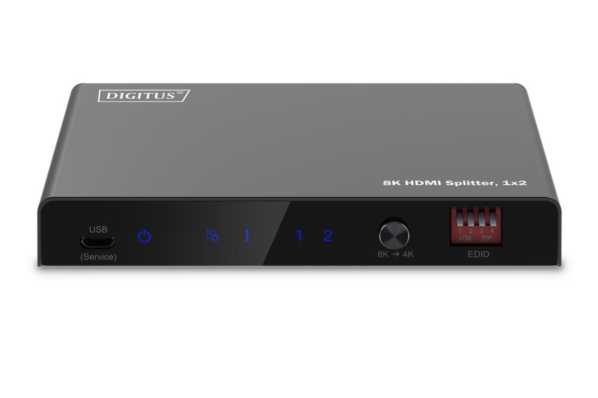 1x2 HDMI Splitter - 8K/60Hz (4:4:4), Toslink, Stereo, EDID Control