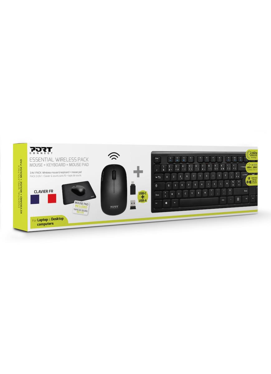 Essential Wireless Pack: Keyboard + Mouse + Mouse Pad - Qwerty Uk