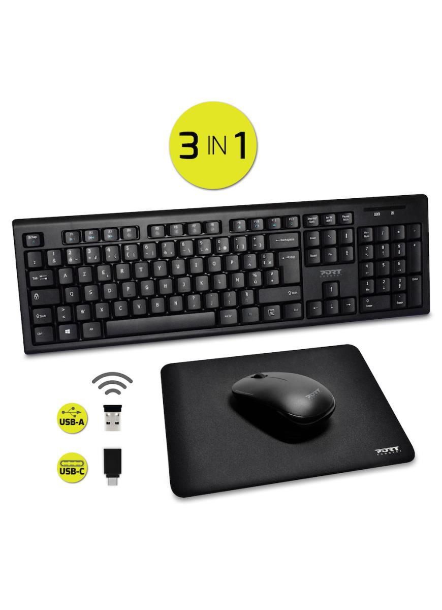 Essential Wireless Pack: Keyboard + Mouse + Mouse Pad - Qwerty Uk