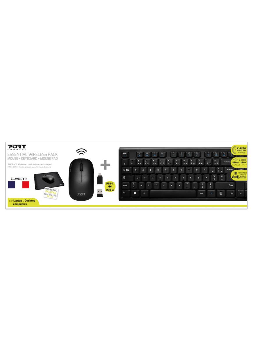 Essential Wireless Pack: Keyboard + Mouse + Mouse Pad - Qwerty Uk