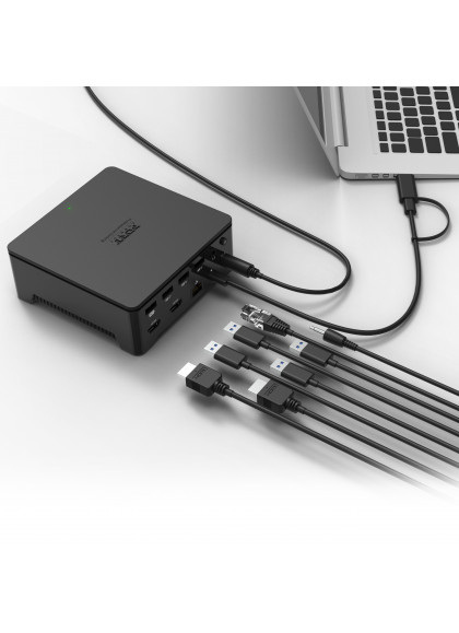 USB-C & USB-A 2X2K UNIVERSAL OFFICE DOCKING STATION - 2x HDMI / Gbe / 4x USB-A / Audio - 100w  USB Power Delivery - UK