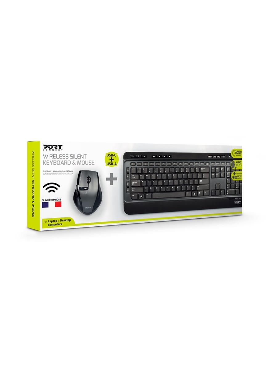 Silent Pack 2 In 1 Wireless Keyboard + Mouse - Azerty French
