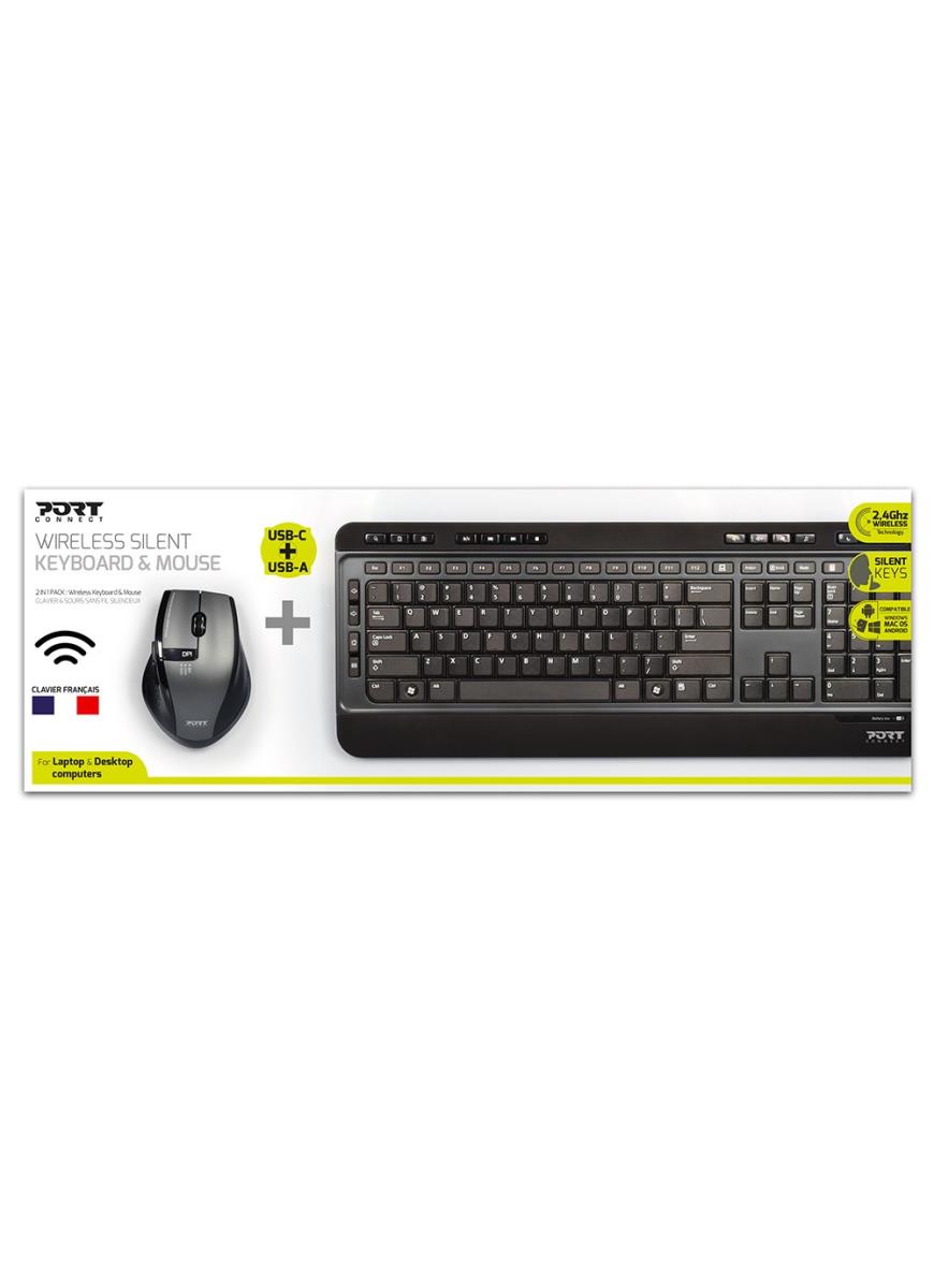Silent Pack 2 In 1 Wireless Keyboard + Mouse - Azerty French