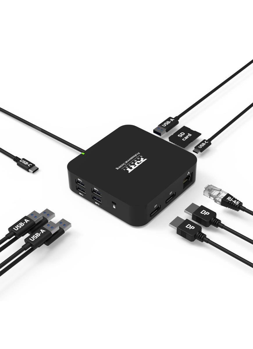 USB-C 2X4K TRAVEL DOCKING STATION - 5x USB-A 3.1 Gen1 / USB-C 3.2 Gen2 / 2x DP / SD Reader / Gbe - EU