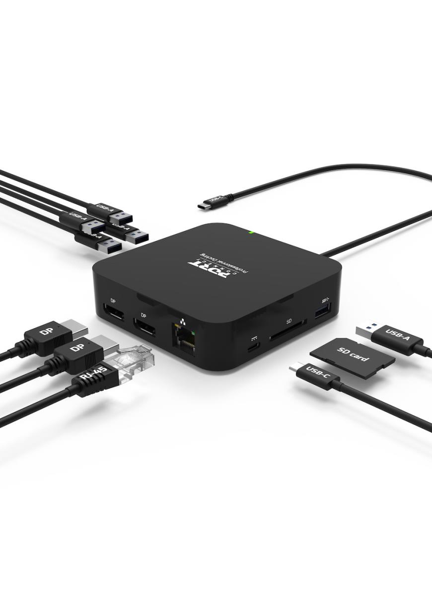 USB-C 2X4K TRAVEL DOCKING STATION - 5x USB-A 3.1 Gen1 / USB-C 3.2 Gen2 / 2x DP / SD Reader / Gbe - EU