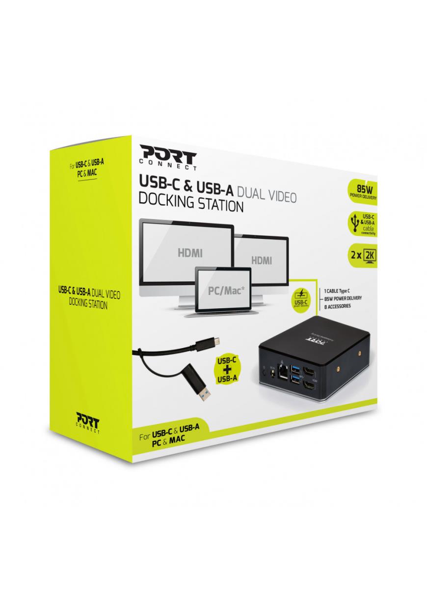 USB-C & USB-A DUAL VIDEO DOCKING STATION - 2x HDMI / 3x USB-A / Gbe / USB-C - 85W USB Power Delivery - CH