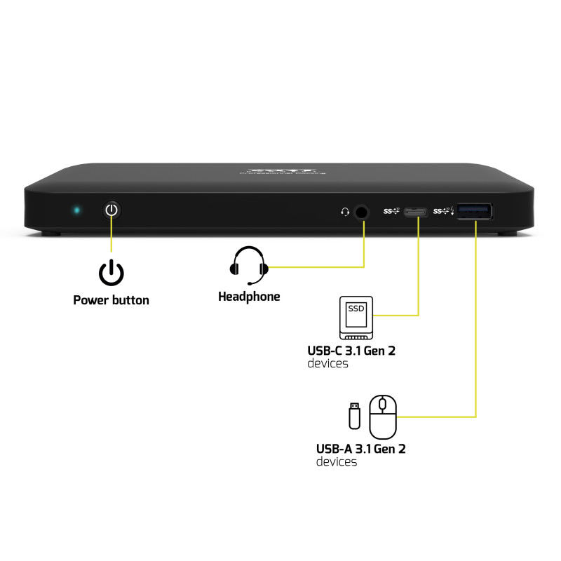 USB-C 3X4K OFFICE DOCKING STATION - 3x USB-A / USB-C / 2x DP / HDMI / Gbe / Combo 3.5mm - 85W USB Power Delivery - EU