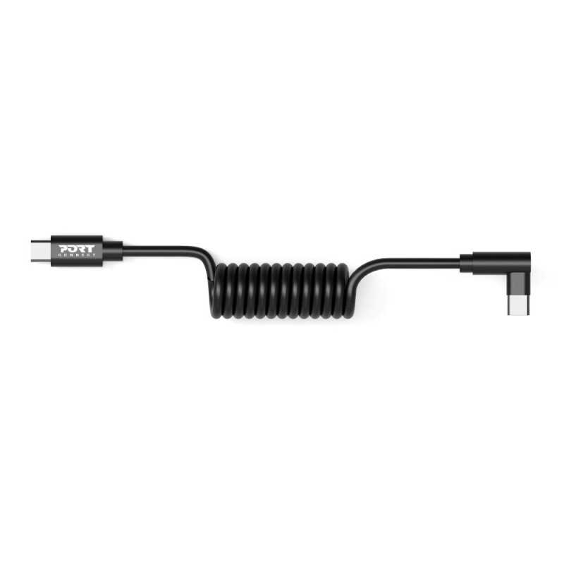 USB-C 90 Spring Spiral Cables - USB-C - 10Pk