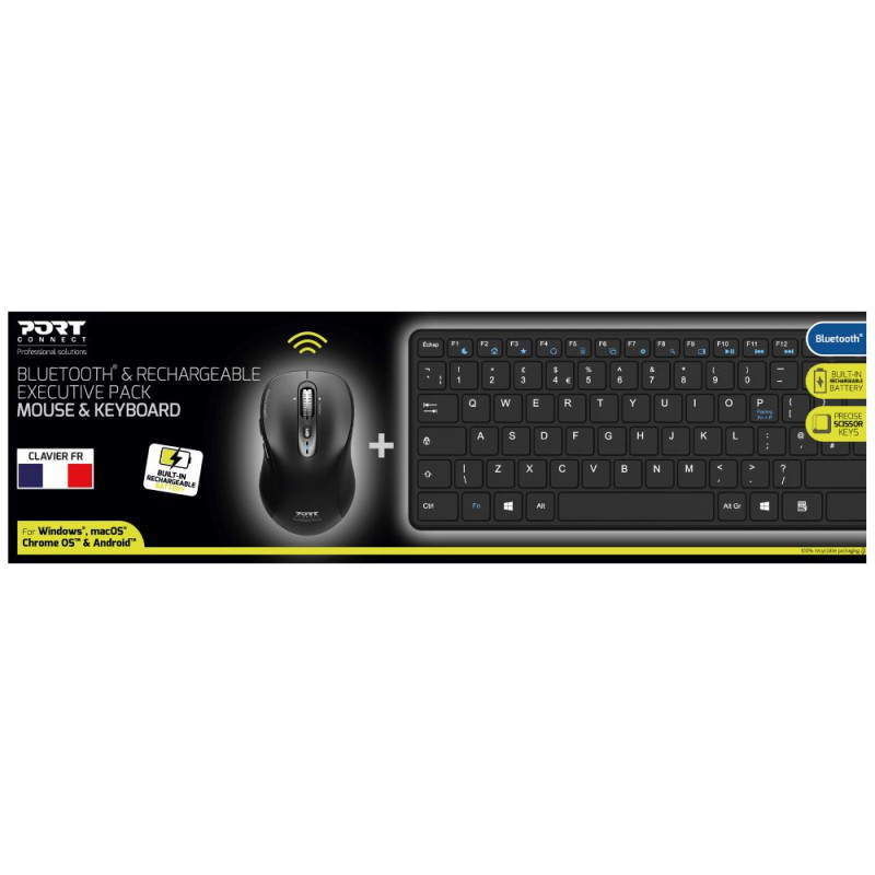 Bundle / Bluetooth Wireless Pack: Rechargeable Keyboard + Mouse Office Pro  - Qwerty Uk