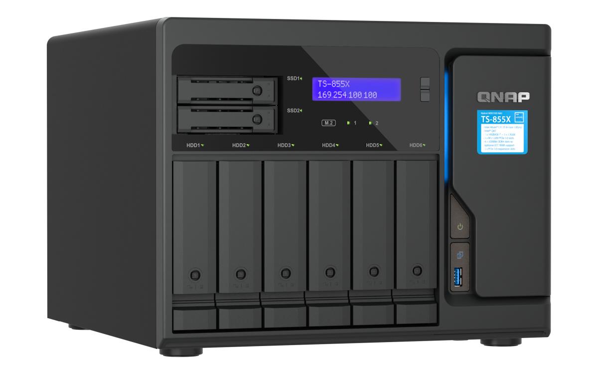 NAS - TS-855X-8G - Atom C5125 6x 3.5/2.5in SATA 6GB/s HDD/SSD bay 2x 2.5in SATA 6GB/S SSD bay 2x M.2 2280