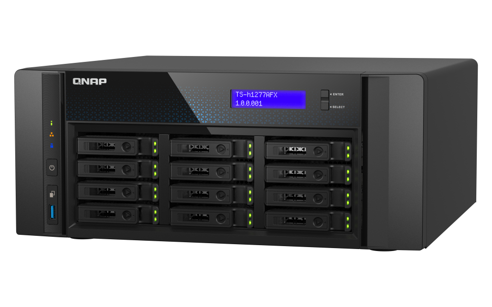NAS - TS-H1277AFX-R7-32G - 12x 2.5in SATA 6Gb/s - AMD Ryzen 7 9000 Series 8C/16T 3.8 GHz - 5.5 GHz 32GB UDIMM DDR5 ECC