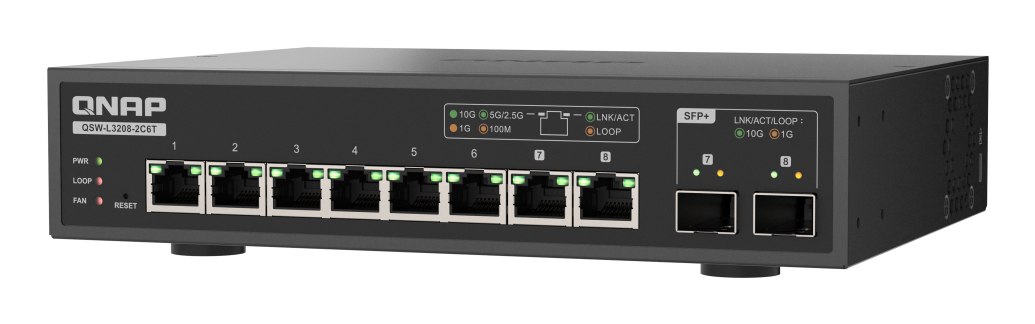 Switch - QSW-L3208-2C6T - 6 Ports 10GBPS 2 Ports 10G SFP+/NBASE-T Combo