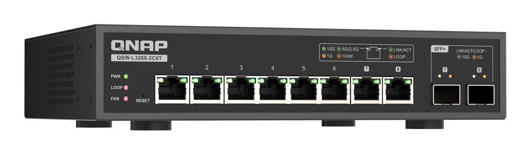 Switch - QSW-L3208-2C6T - 6 Ports 10GBPS 2 Ports 10G SFP+/NBASE-T Combo