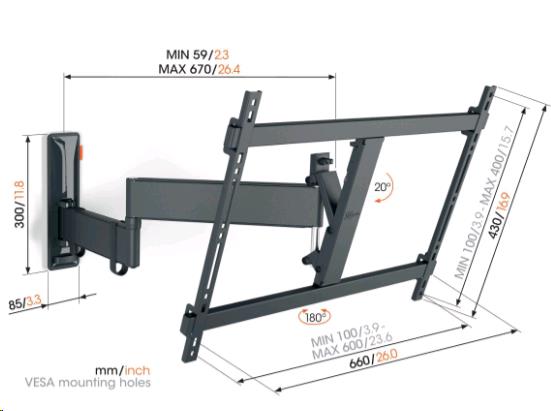 Tvm 3645 Full Motion+ Large Wall Mount - Black