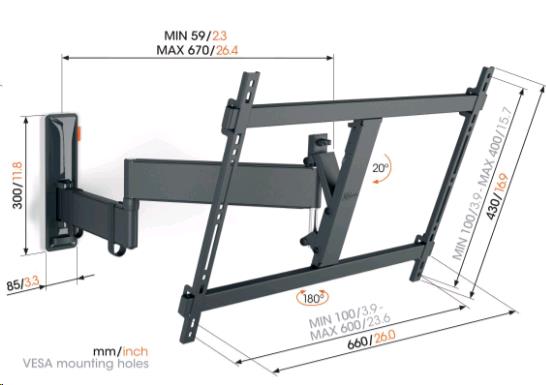 Tvm 3645 Full Motion+ Large Wall Mount - White