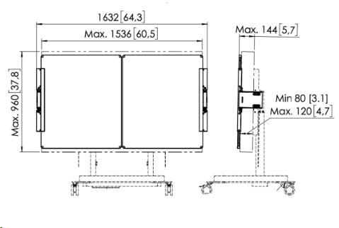 Rise A226 Whiteboard Set 65in Motorized Display Lift Stand & Trolley