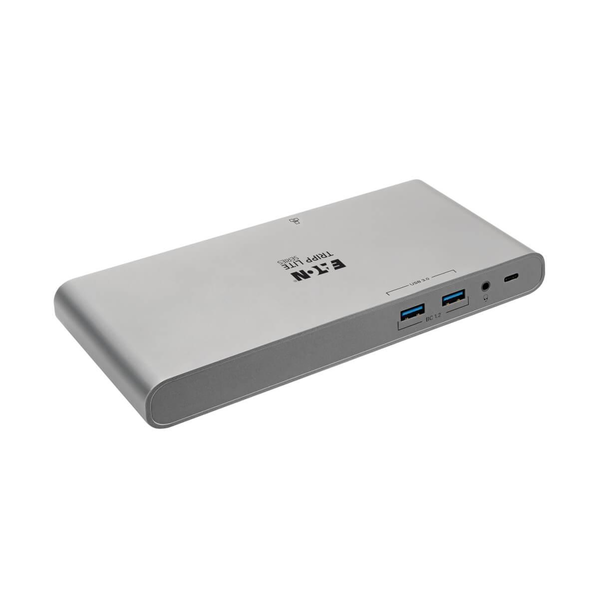 TRIPP LITE Docking Station USB-C - HDMI, VGA, DP, USB-A/C, GbE - 4K @ 30 Hz, Thunderbolt 3 - 100W PD Charging with Power Supply - Silver