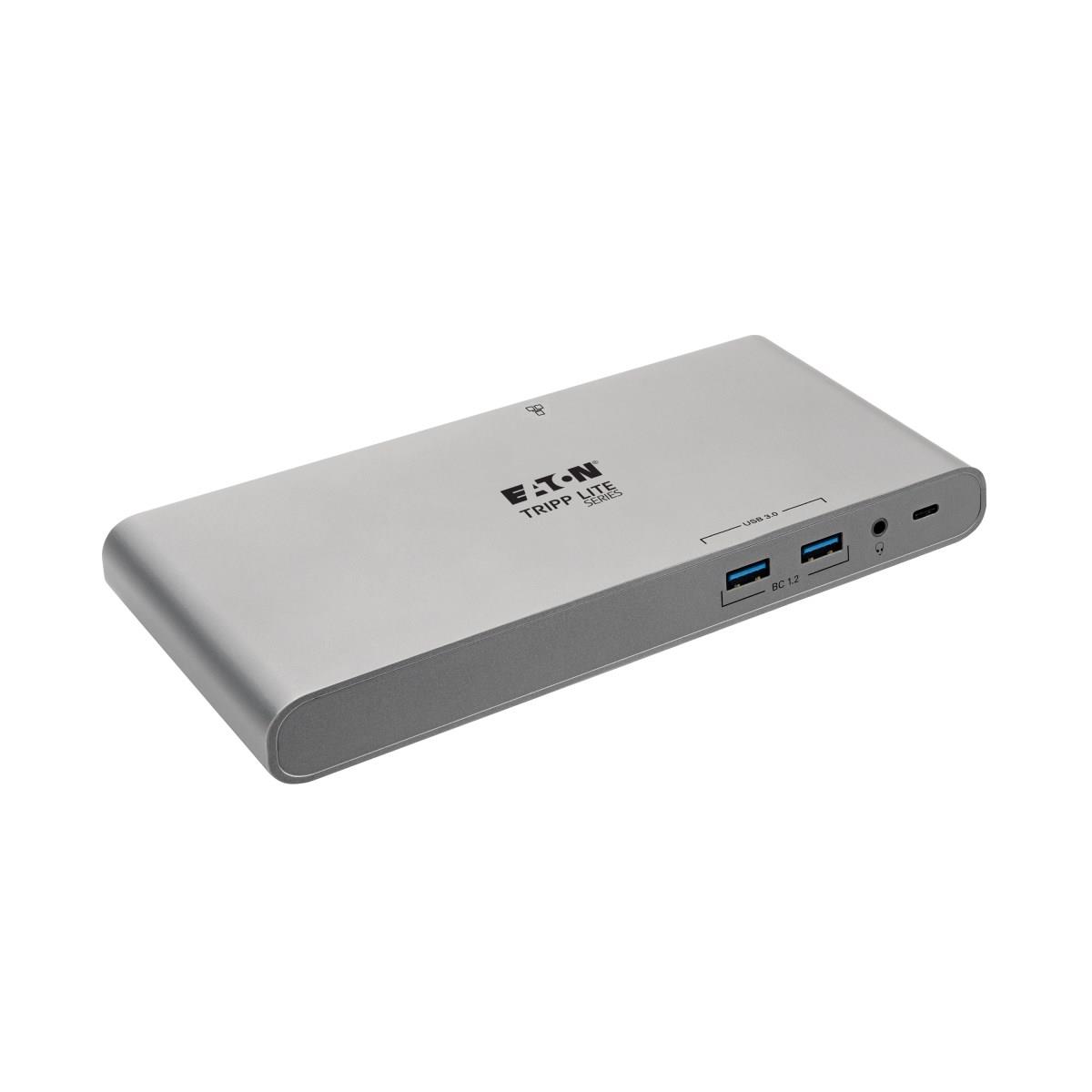 TRIPP LITE Docking Station USB-C - HDMI, VGA, DP, USB-A/C, GbE - 4K @ 30 Hz, Thunderbolt 3 - 100W PD Charging with Power Supply - Silver