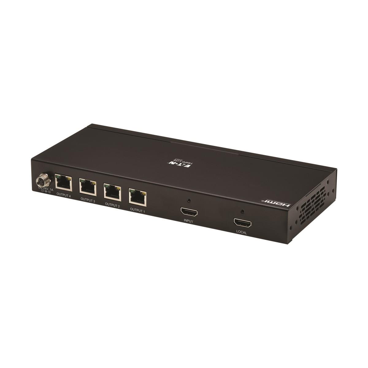 Tripp Lite 4-Port HDMI over CAT6 Extender Kit, Splitter/3x Pigtail Receivers - 4K 60 Hz, HDR, 4:4:4, PoC, 230 ft. (70.1 m), TAA