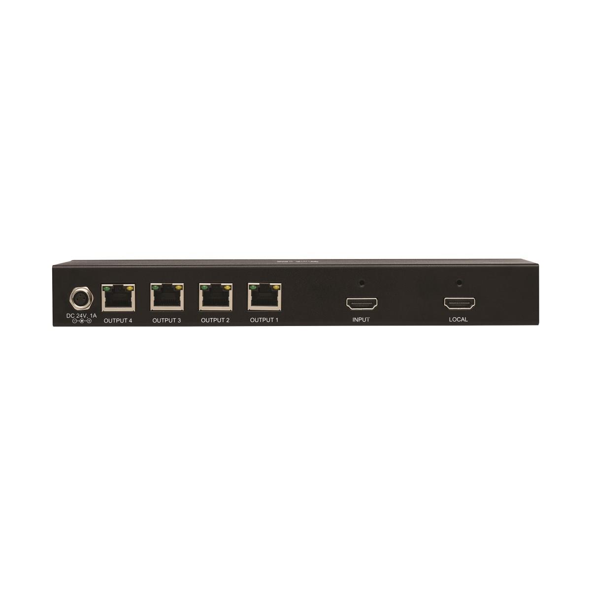 Tripp Lite 4-Port HDMI over CAT6 Extender Kit, Splitter/3x Pigtail Receivers - 4K 60 Hz, HDR, 4:4:4, PoC, 230 ft. (70.1 m), TAA