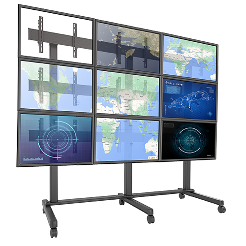Fusion & Trade 3 X 3 Micro-adjustable Large Freestanding Video Wall 40" - 55&quot Black Maximum
