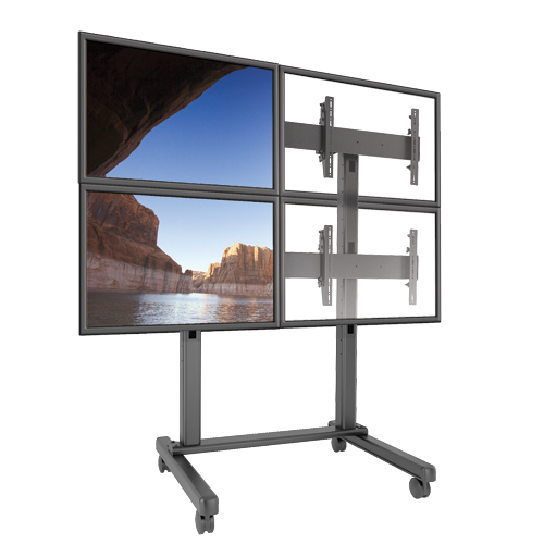Fusion&trade 2 X 2 Micro-adjustable Large Freestanding Video Wall 40&quot - 60&quot Black Maximum
