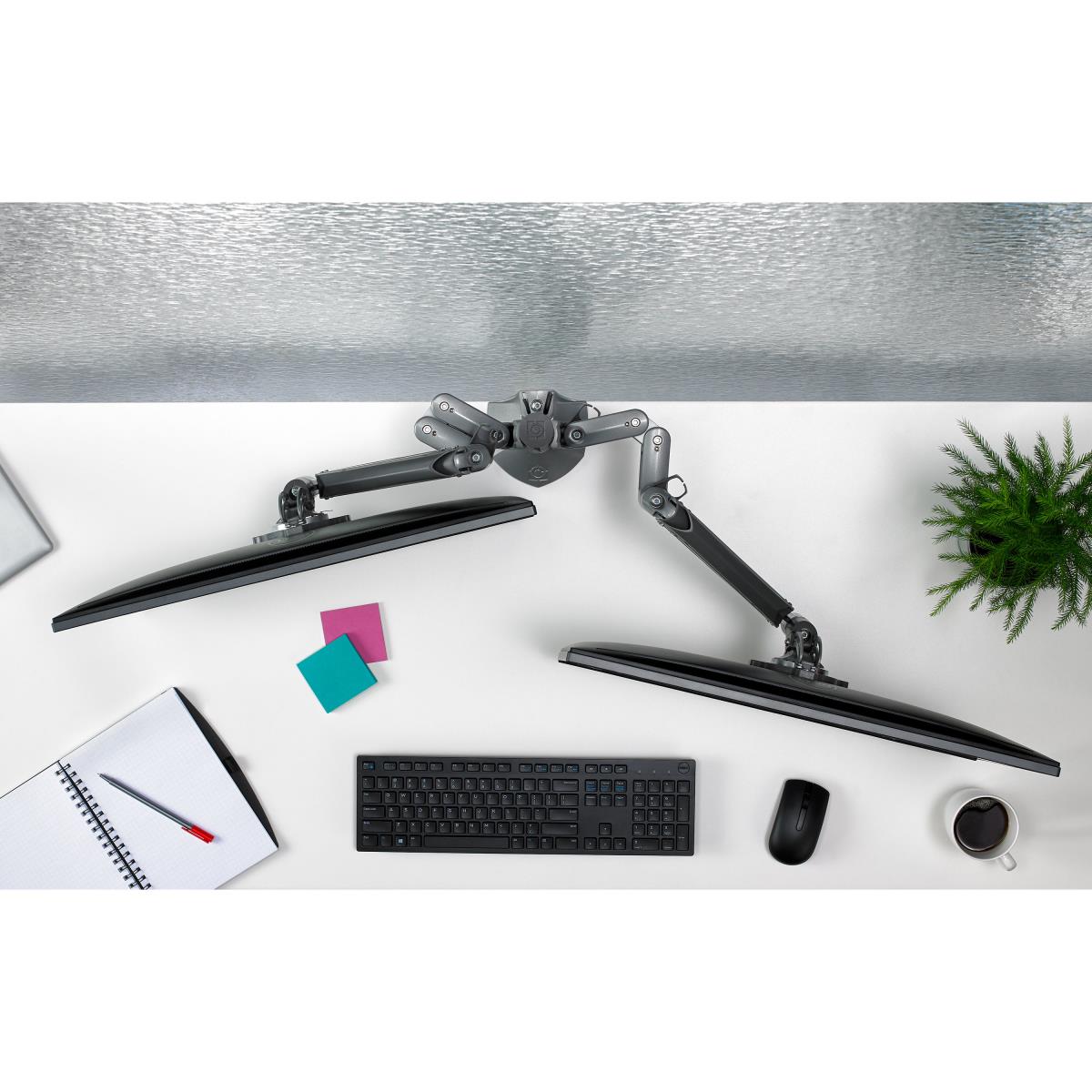 Low-profile Dual Monitor Arm, Desk Mount, Black