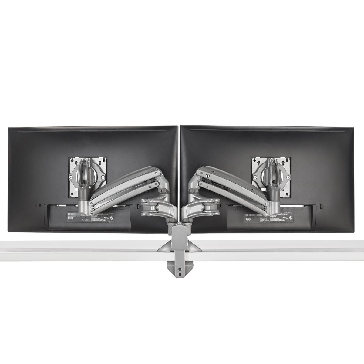 Low-profile Dual Monitor Arm, Desk Mount, Silver