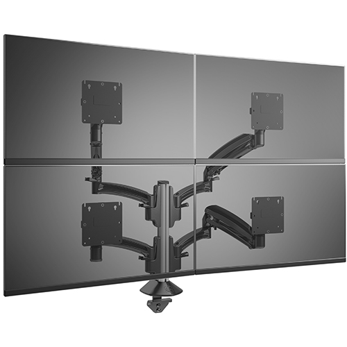 Desk Mount For 4 LCD Displays (adjustable Arm) - Aluminum - Black