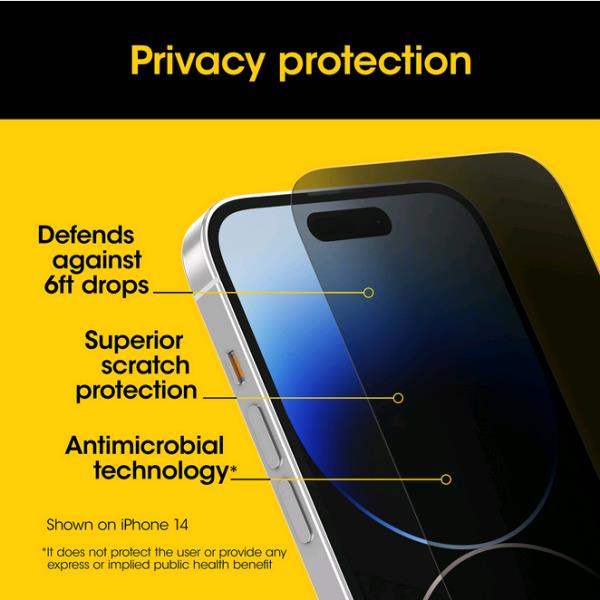 iPhone 15 Screen Protector Premium Pro Glass Privacy Guard Antimicrobial - ProPack