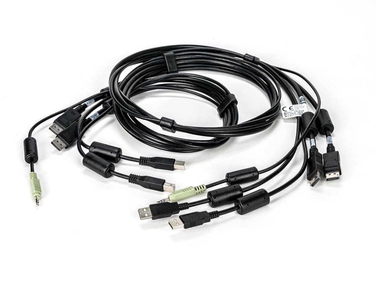 Avocent KVM Cable - USB Keyboard, Mouse & Dual Head DisplayPort Video Cable With Speakers & CAC 1.8m