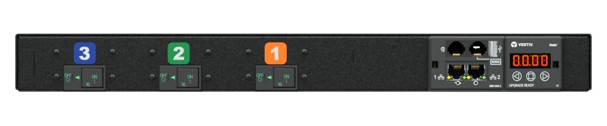 Geist Rack PDU, Monitored (Unit Level), EC, 1U, UPDU Rating 3ph|16A|230/415V, combi outputs (12)C13 or C19