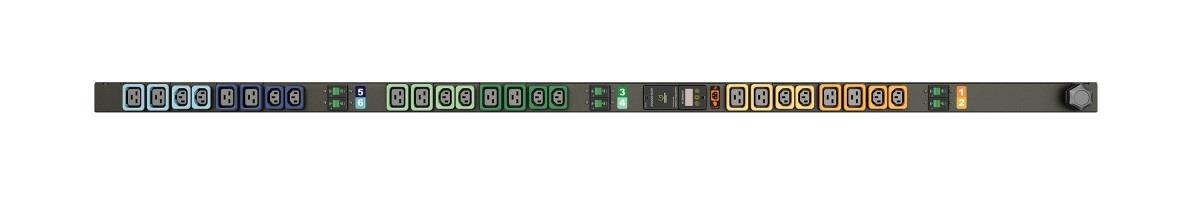 Geist Rack PDU Metered Upgradeable, 32A, 230/400V WYE, 22kW, Vertical, (12) Locking IEC C13, (12) Locking IEC C19, 3m Power Cord with 3P+N+E (IP44)