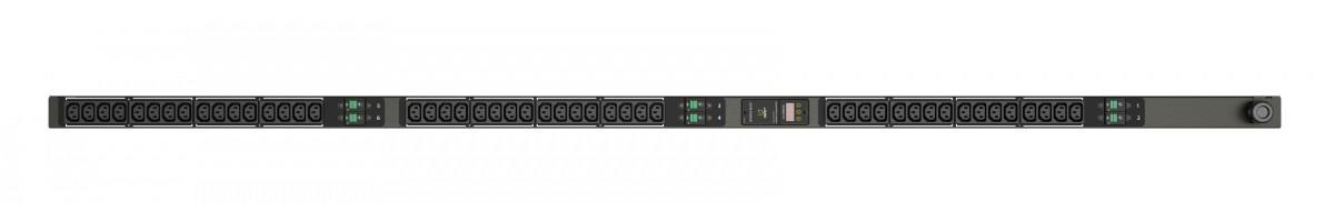 Geist Rack PDU Metered Upgradeable, 32A, 230/400V WYE, 22.0kW, Vertical, (48) IEC C13, 3m Power Cord with 3P+N+E (IP44), Black