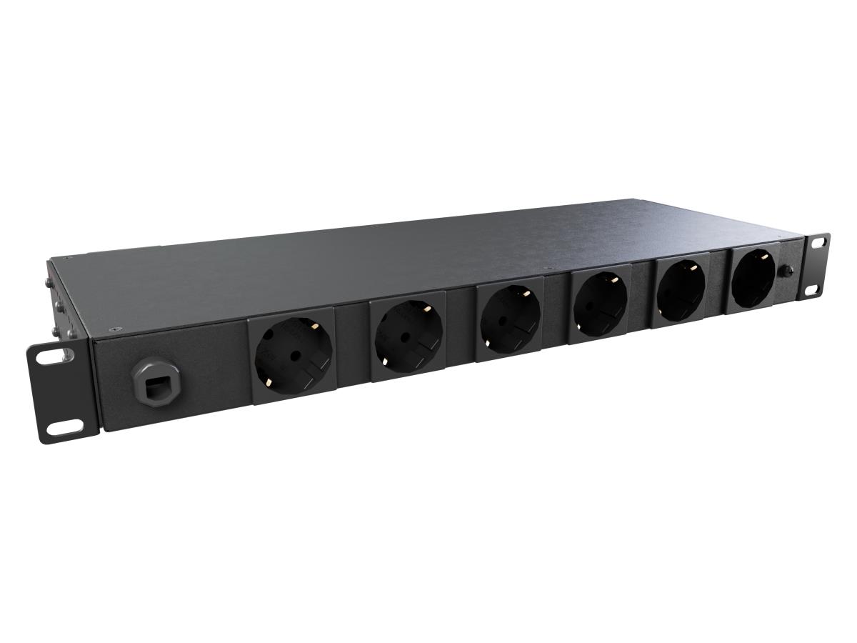 PowerGo Rack PDU Monitored 1U 16A 220V SCHUKO 3M SCHUKO 6 Black