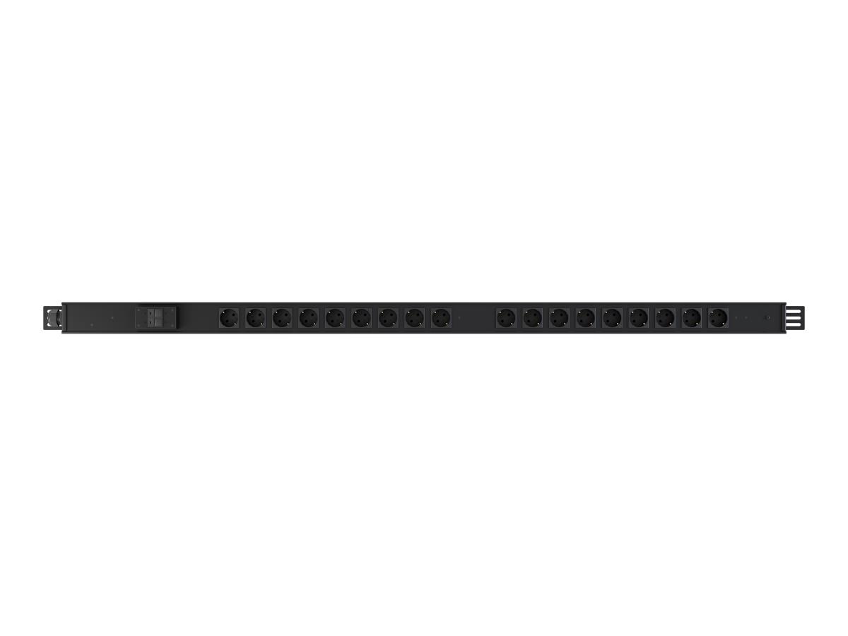 PowerGo Rack PDU Basic 0U 32A 220V IEC60309 3M SCHUKO 18 Breaker Black