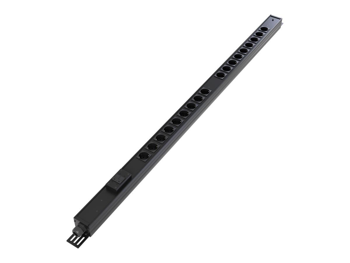 PowerGo Rack PDU Basic 0U 32A 220V IEC60309 3M SCHUKO 18 Breaker Black