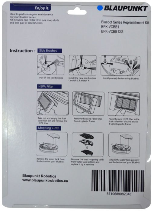 XSMART Replenishment Kit TWO 1x HEPA filter  2x Side Brush  1x Mopping cloth