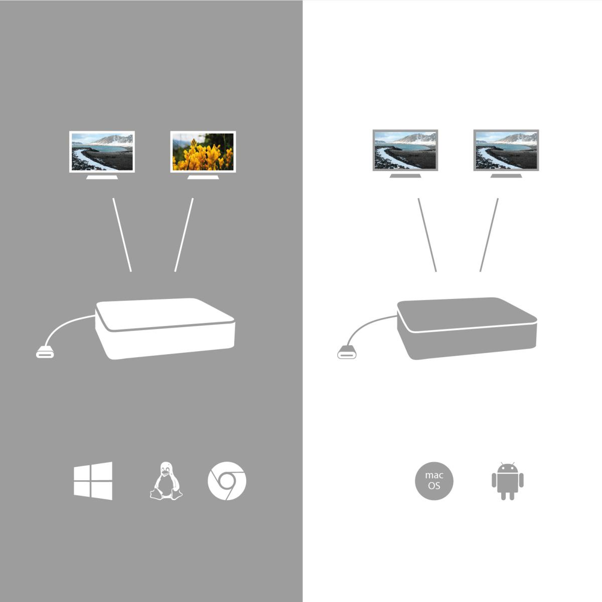 Mst Docking Station  - Dual Display USB-c - 3 X USB3.0 With Power Delivery